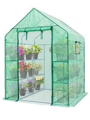 57'' x 57'' x 77'' Greenhouse 2 Tiers 8 Shelves with Mesh Door_GHS22U - Eagle Peak Canopy and Outdoor Products