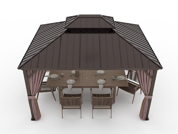 EAGLE PEAK 12x14 Hardtop Aluminum Gazebo_OAG168MW-C-BRN - Eagle Peak Canopy and Outdoor Products