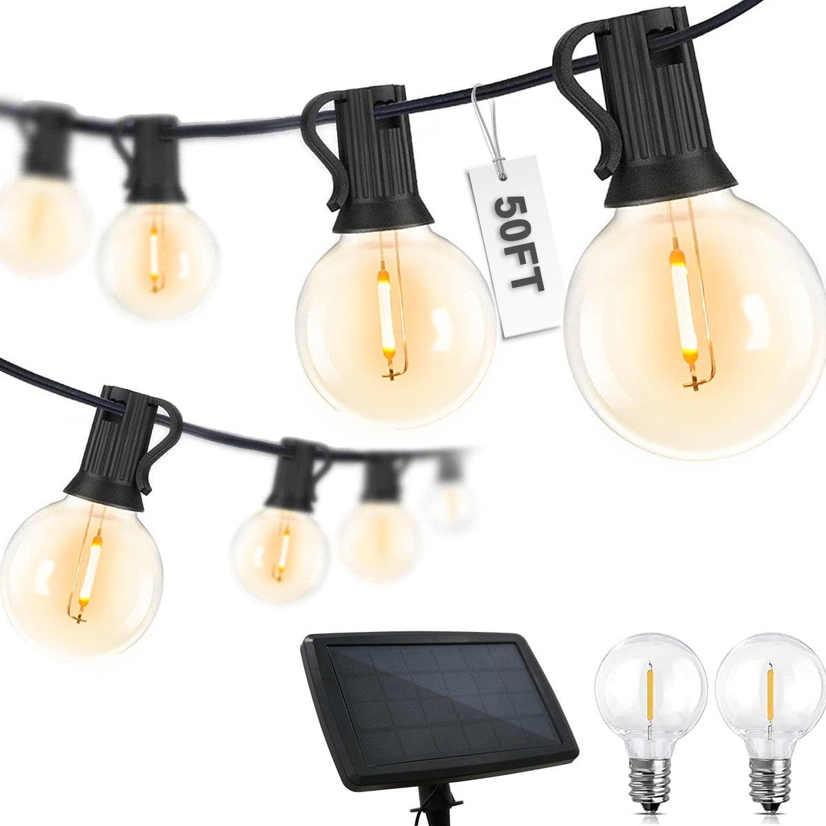 EAGLE PEAK Outdoor 25 ft or 50 ft S14 Solar String Lights_OSL-G40 - Eagle Peak Canopy and Outdoor Products