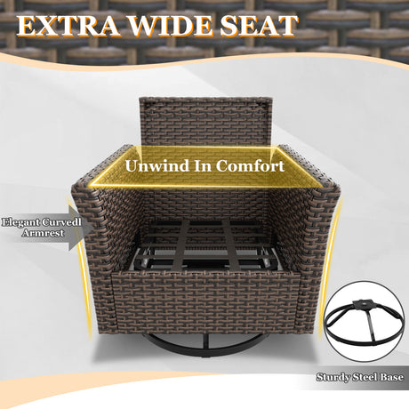 Ocean Vista Wicker Outdoor Patio Furniture Set w/ Loveseat,Patio Chairs , 5 Piece