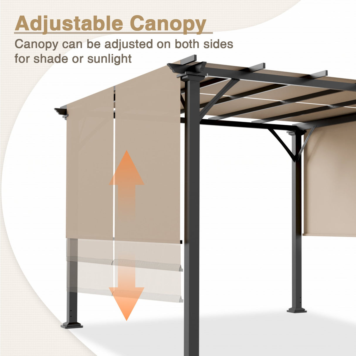 10 Ft x 10 Ft Metal Pergola with Polyester Top - Eagle Peak Custom Canopy Tent