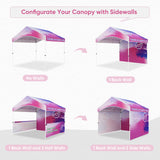 10x10 Alps Custom Commercial Canopy with 1 Wall Panel 2 Half Walls and Gable Roof, Pop Up Custom Canopy Tent with Logo - Eagle Peak Custom Canopy Tent