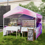 10x10 Alps Custom Commercial Canopy with 1 Wall Panel 2 Half Walls and Gable Roof, Pop Up Custom Canopy Tent with Logo - Eagle Peak Custom Canopy Tent