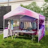 10x10 Alps Custom Commercial Canopy with 1 Wall Panel 2 Half Walls and Gable Roof, Pop Up Custom Canopy Tent with Logo - Eagle Peak Custom Canopy Tent