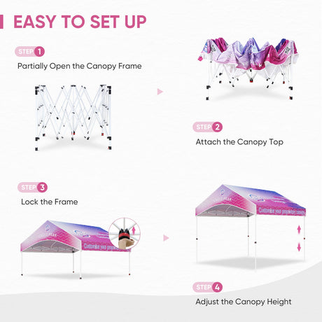 10x10 Alps Custom Commercial Canopy with 3 Wall Panels and Gable Roof, Pop Up Custom Canopy Tent with Logo - Eagle Peak Custom Canopy Tent