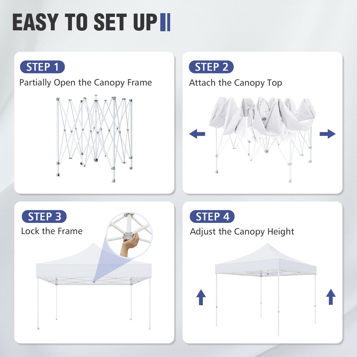 10x10 Commercial Canopy with High Peak, White - Eagle Peak®