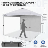 10x10 Commercial Pop up Canopy with 1 Sidewall - Eagle Peak