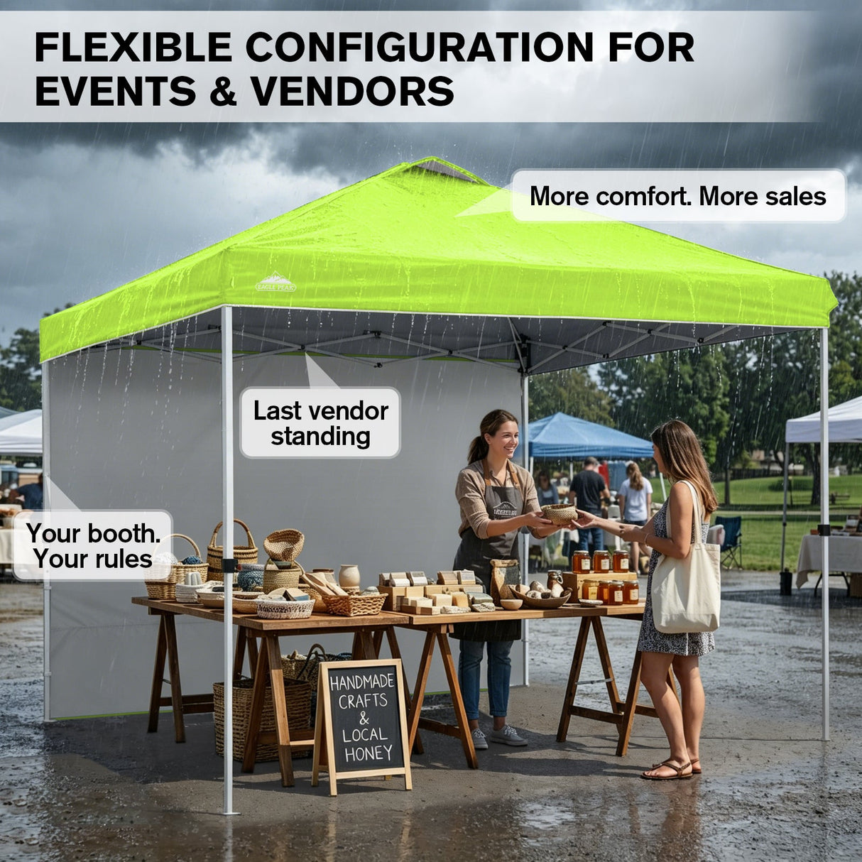 10x10 Commercial Pop up Canopy with 1 Sidewall - Eagle Peak