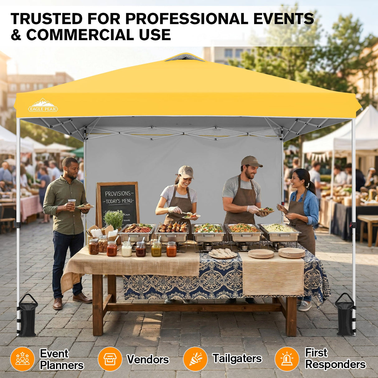 10x10 Commercial Pop up Canopy with 1 Sidewall - Eagle Peak