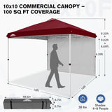 10x10 Commercial Pop up Canopy with 1 Sidewall - Eagle Peak