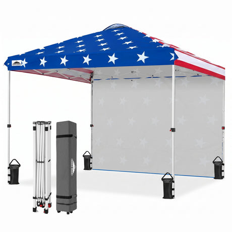 10x10 Commercial Pop up Canopy with 1 Sidewall - Eagle Peak®