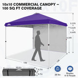 10x10 Commercial Pop up Canopy with 1 Sidewall - Eagle Peak