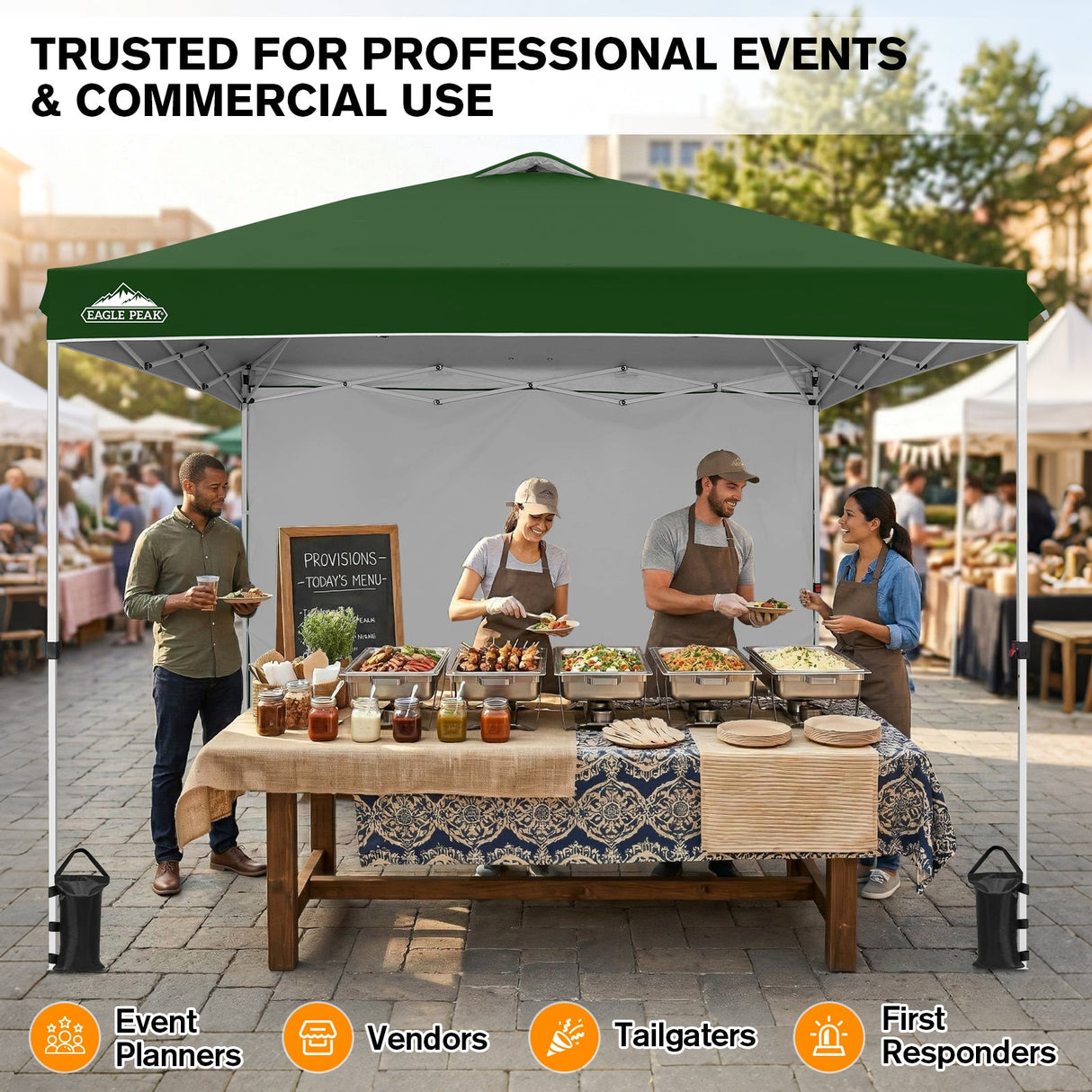 10x10 Commercial Pop up Canopy with 1 Sidewall - Eagle Peak