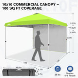 10x10 Commercial Pop up Canopy with 1 Sidewall - Eagle Peak