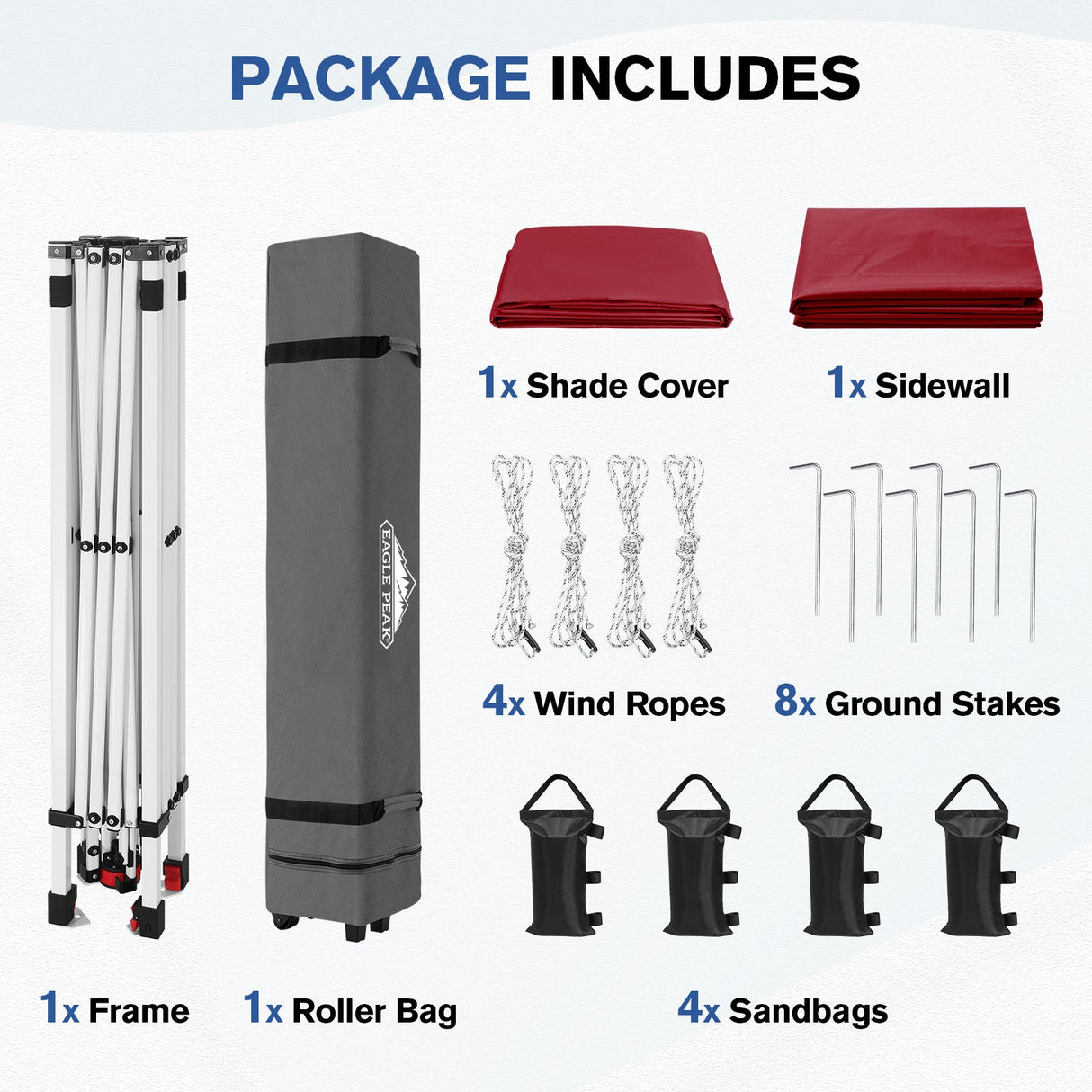 10x10 Commercial Pop up Canopy with 1 Sidewall - Eagle Peak®