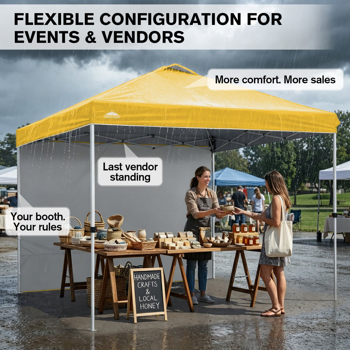 10x10 Commercial Pop up Canopy with 1 Sidewall - Eagle Peak