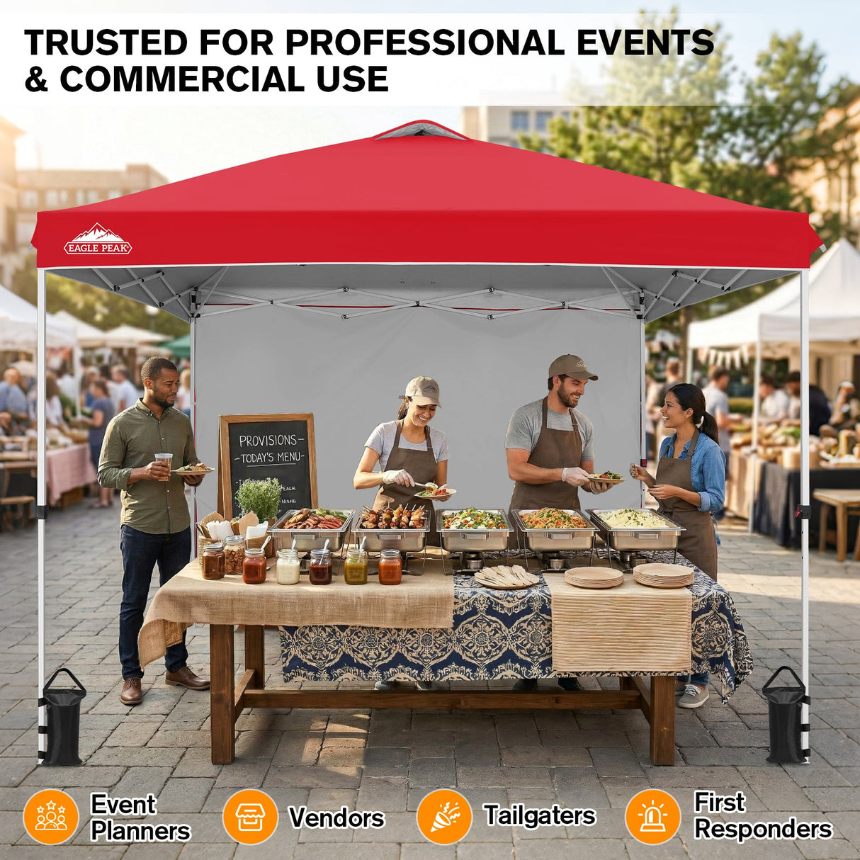 10x10 Commercial Pop up Canopy with 1 Sidewall - Eagle Peak