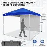 10x10 Commercial Pop up Canopy with 1 Sidewall - Eagle Peak