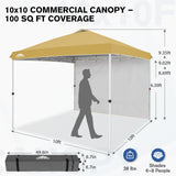 10x10 Commercial Pop up Canopy with 1 Sidewall - Eagle Peak