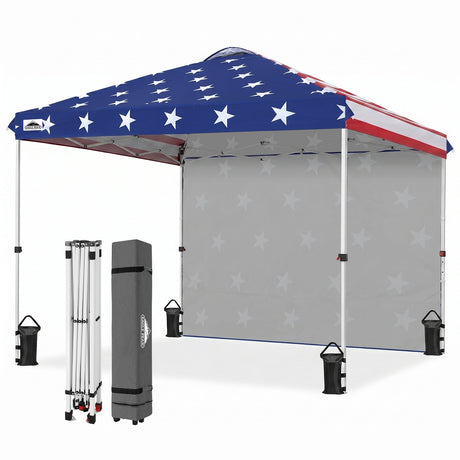 10x10 Commercial Pop up Canopy with 1 Sidewall - Eagle Peak