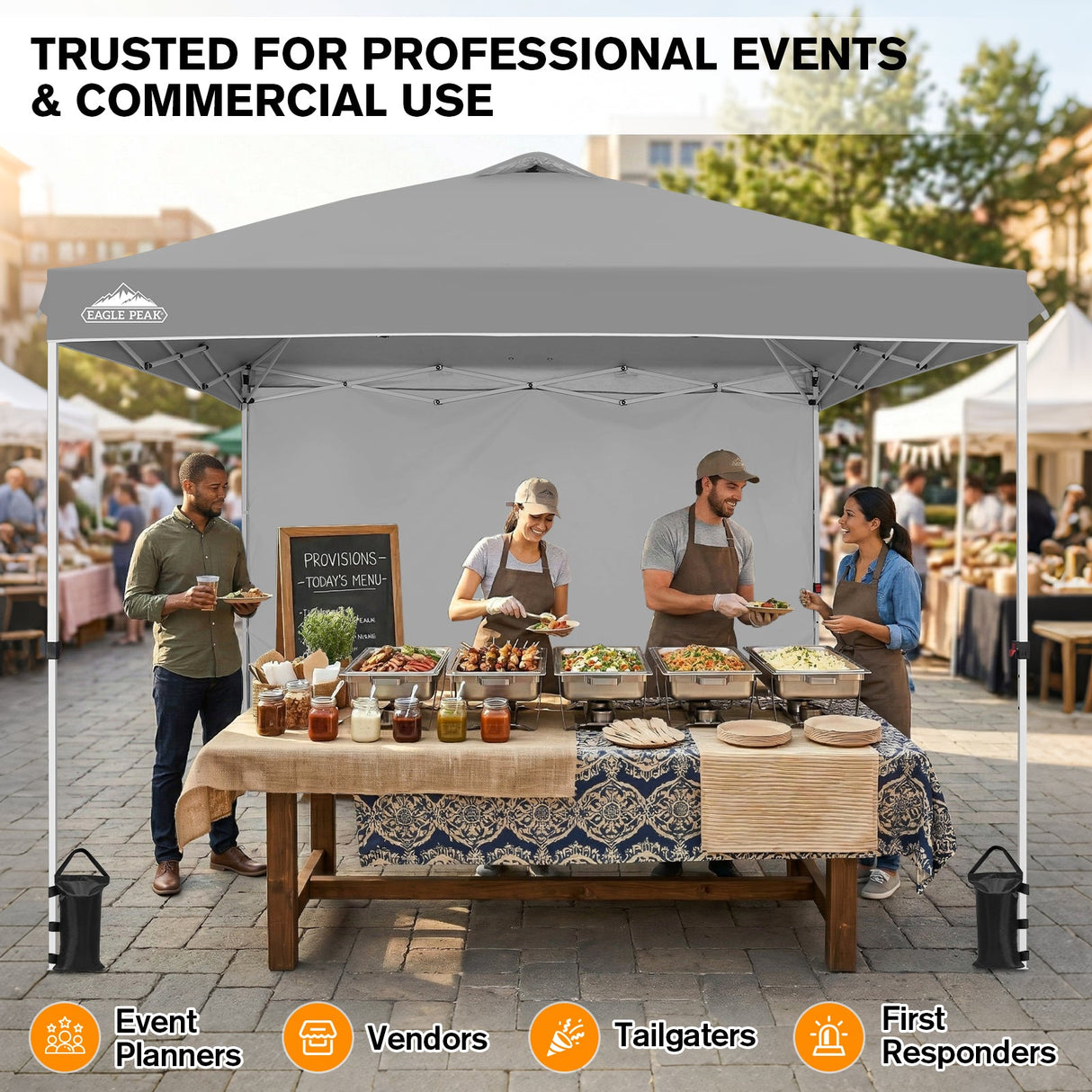 10x10 Commercial Pop up Canopy with 1 Sidewall - Eagle Peak