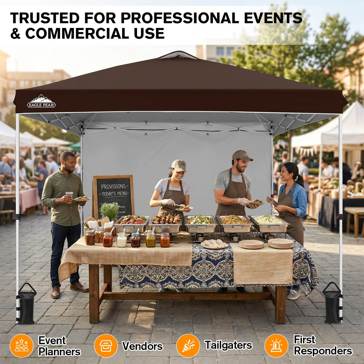 10x10 Commercial Pop up Canopy with 1 Sidewall - Eagle Peak