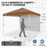 10x10 Commercial Pop up Canopy with 1 Sidewall - Eagle Peak