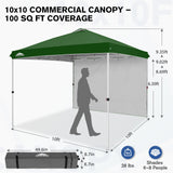 10x10 Commercial Pop up Canopy with 1 Sidewall - Eagle Peak