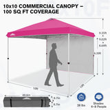 10x10 Commercial Pop up Canopy with 1 Sidewall - Eagle Peak