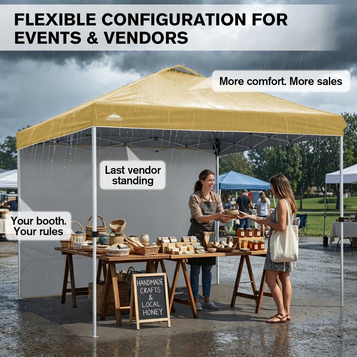 10x10 Commercial Pop up Canopy with 1 Sidewall - Eagle Peak