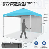 10x10 Commercial Pop up Canopy with 1 Sidewall - Eagle Peak