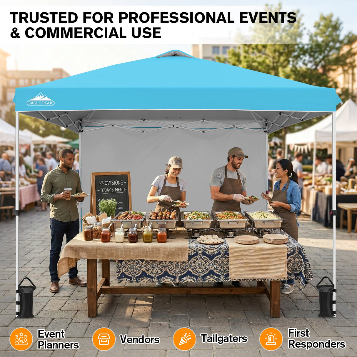 10x10 Commercial Pop up Canopy with 1 Sidewall - Eagle Peak