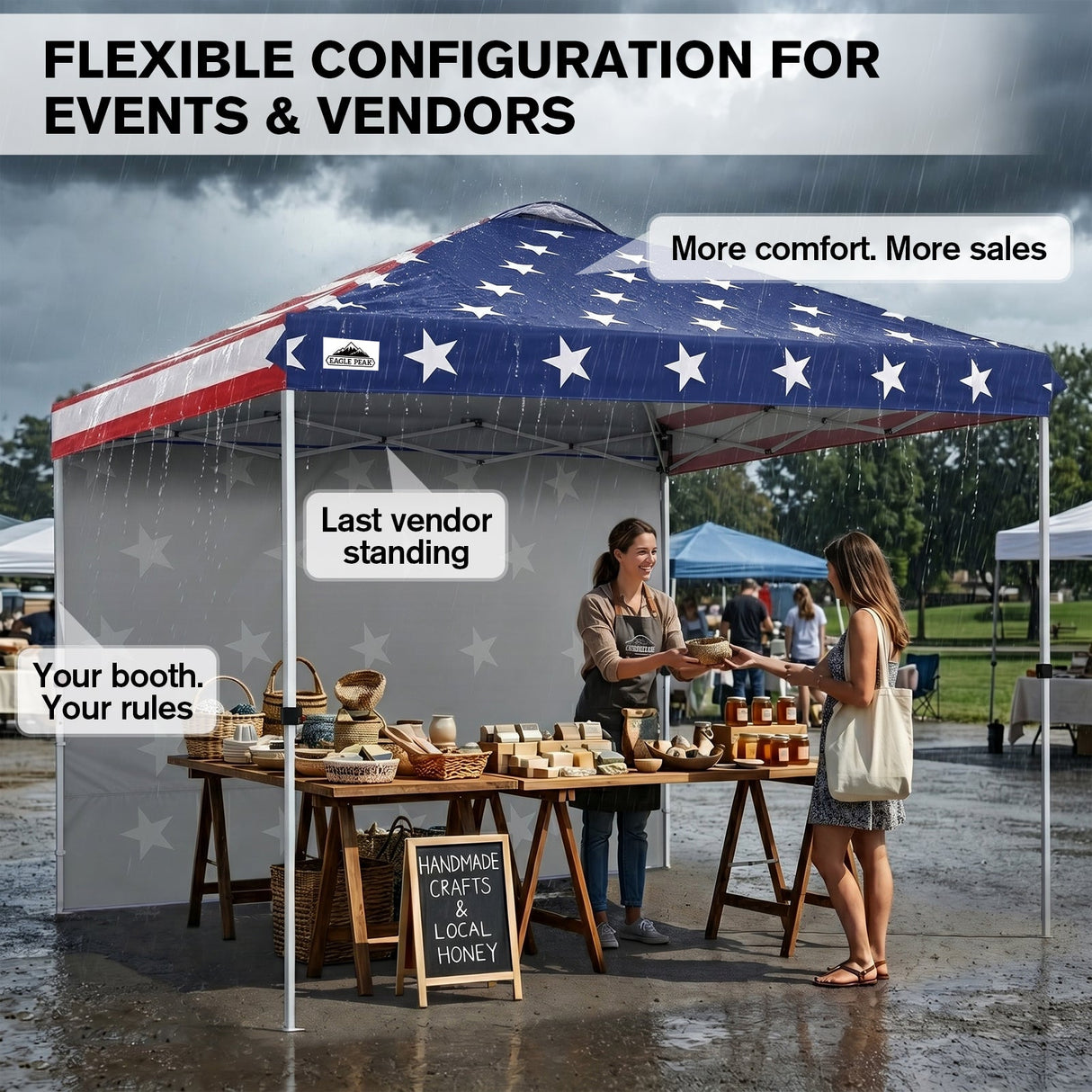 10x10 Commercial Pop up Canopy with 1 Sidewall - Eagle Peak