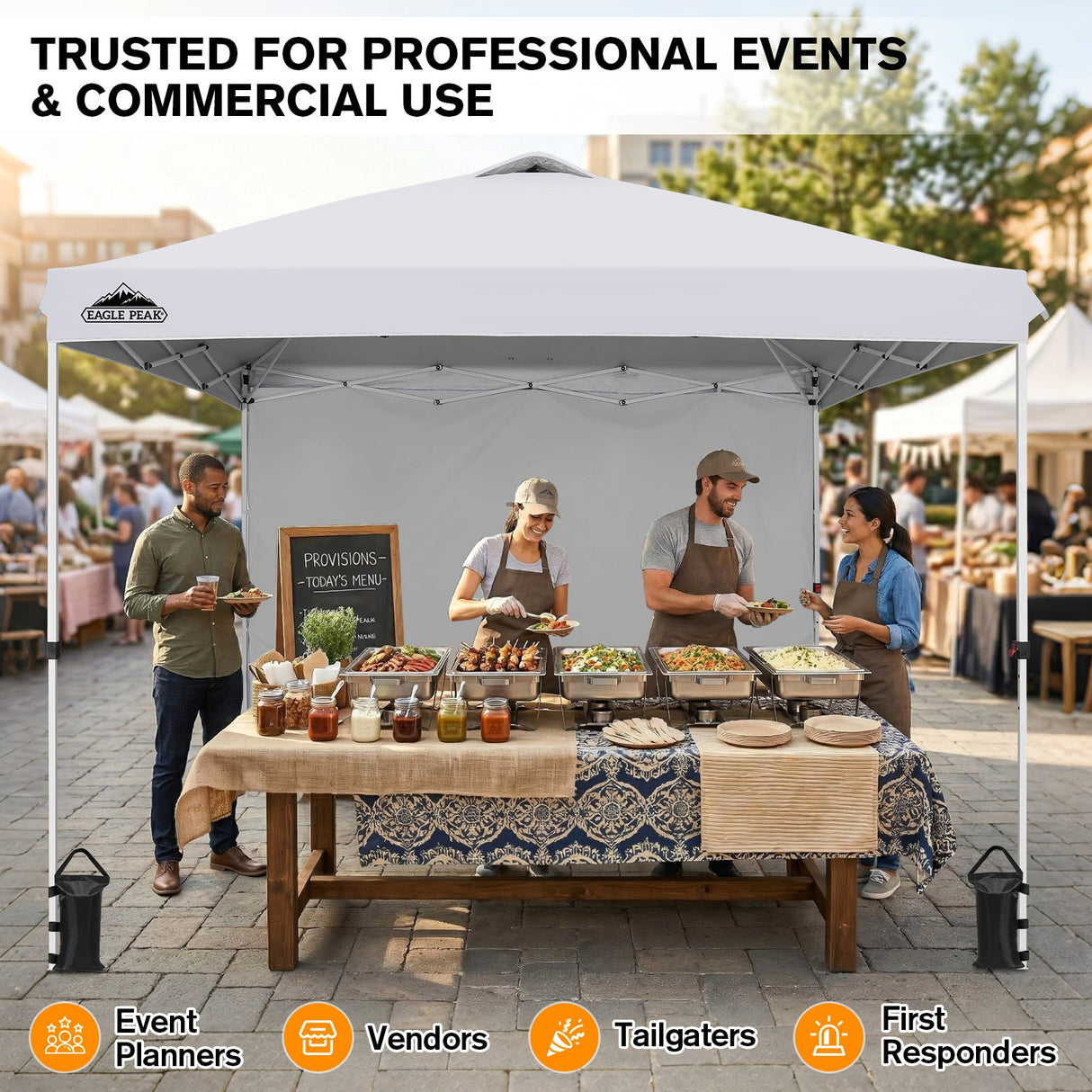 10x10 Commercial Pop up Canopy with 1 Sidewall - Eagle Peak