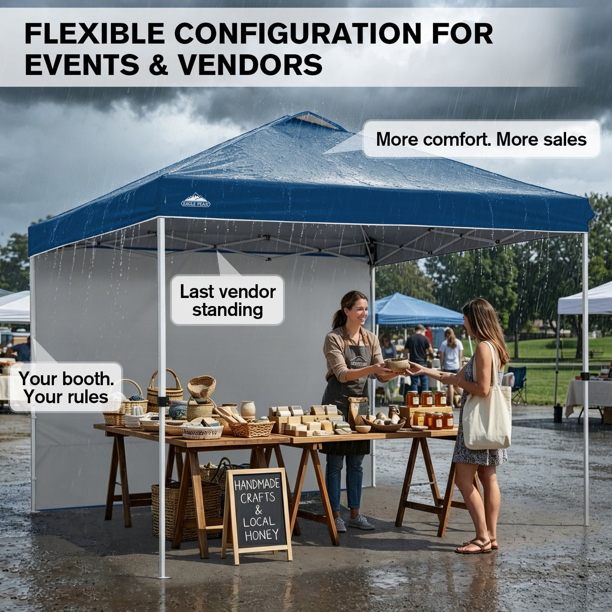 10x10 Commercial Pop up Canopy with 1 Sidewall - Eagle Peak