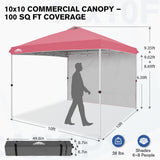 10x10 Commercial Pop up Canopy with 1 Sidewall - Eagle Peak