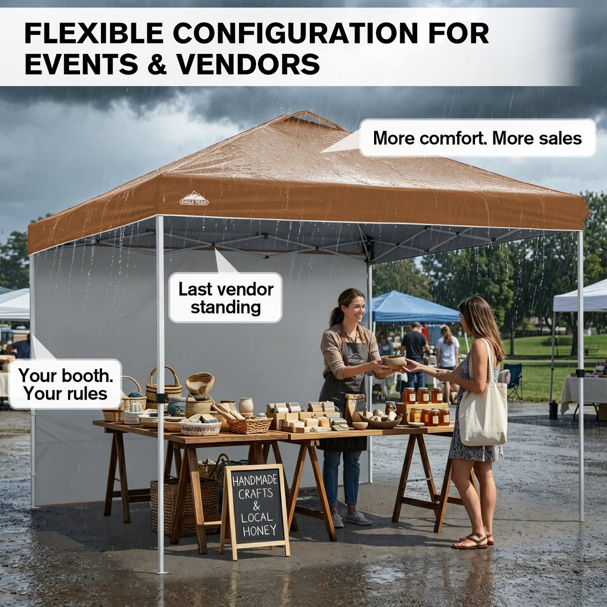 10x10 Commercial Pop up Canopy with 1 Sidewall - Eagle Peak