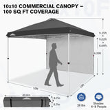 10x10 Commercial Pop up Canopy with 1 Sidewall - Eagle Peak