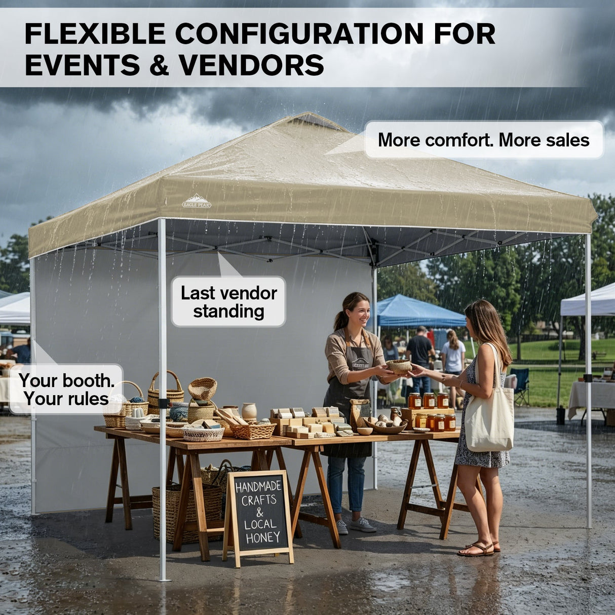10x10 Commercial Pop up Canopy with 1 Sidewall - Eagle Peak