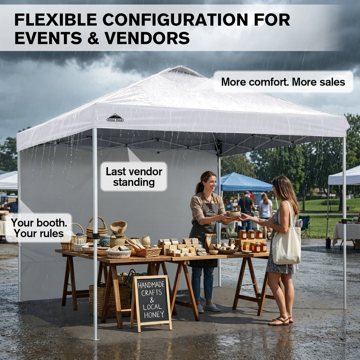 10x10 Commercial Pop up Canopy with 1 Sidewall - Eagle Peak