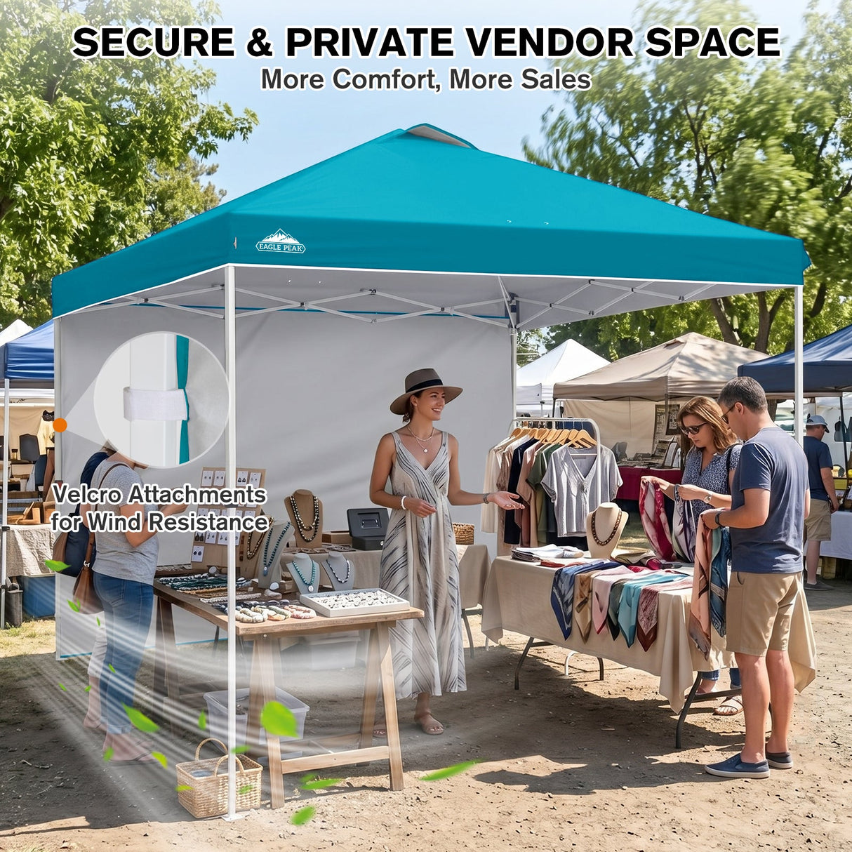 10x10 Commercial Pop up Canopy with 1 Sidewall - Eagle Peak®