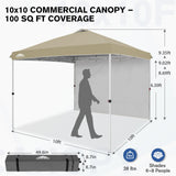 10x10 Commercial Pop up Canopy with 1 Sidewall - Eagle Peak