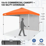 10x10 Commercial Pop up Canopy with 1 Sidewall - Eagle Peak