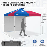 10x10 Commercial Pop up Canopy with 1 Sidewall - Eagle Peak