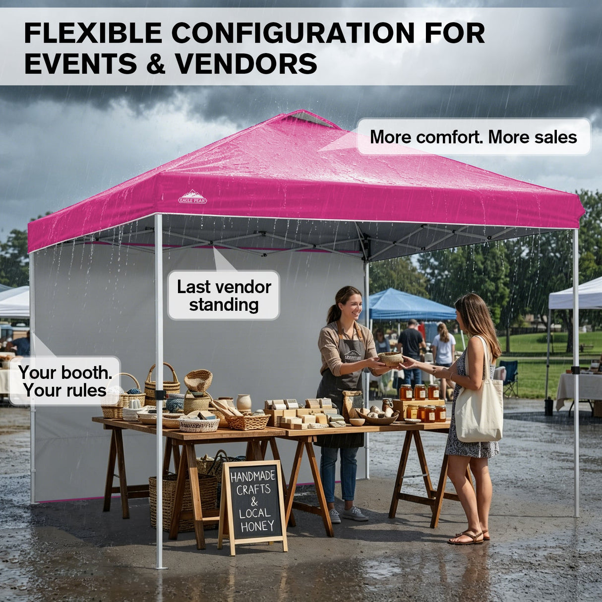 10x10 Commercial Pop up Canopy with 1 Sidewall - Eagle Peak