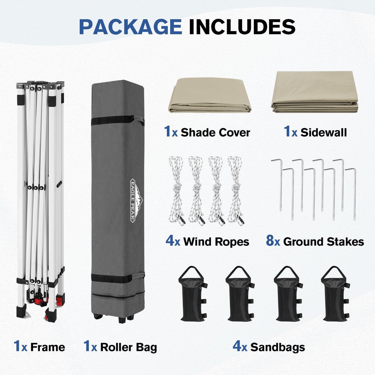 10x10 Commercial Pop up Canopy with 1 Sidewall - Eagle Peak®