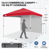 10x10 Commercial Pop up Canopy with 1 Sidewall - Eagle Peak
