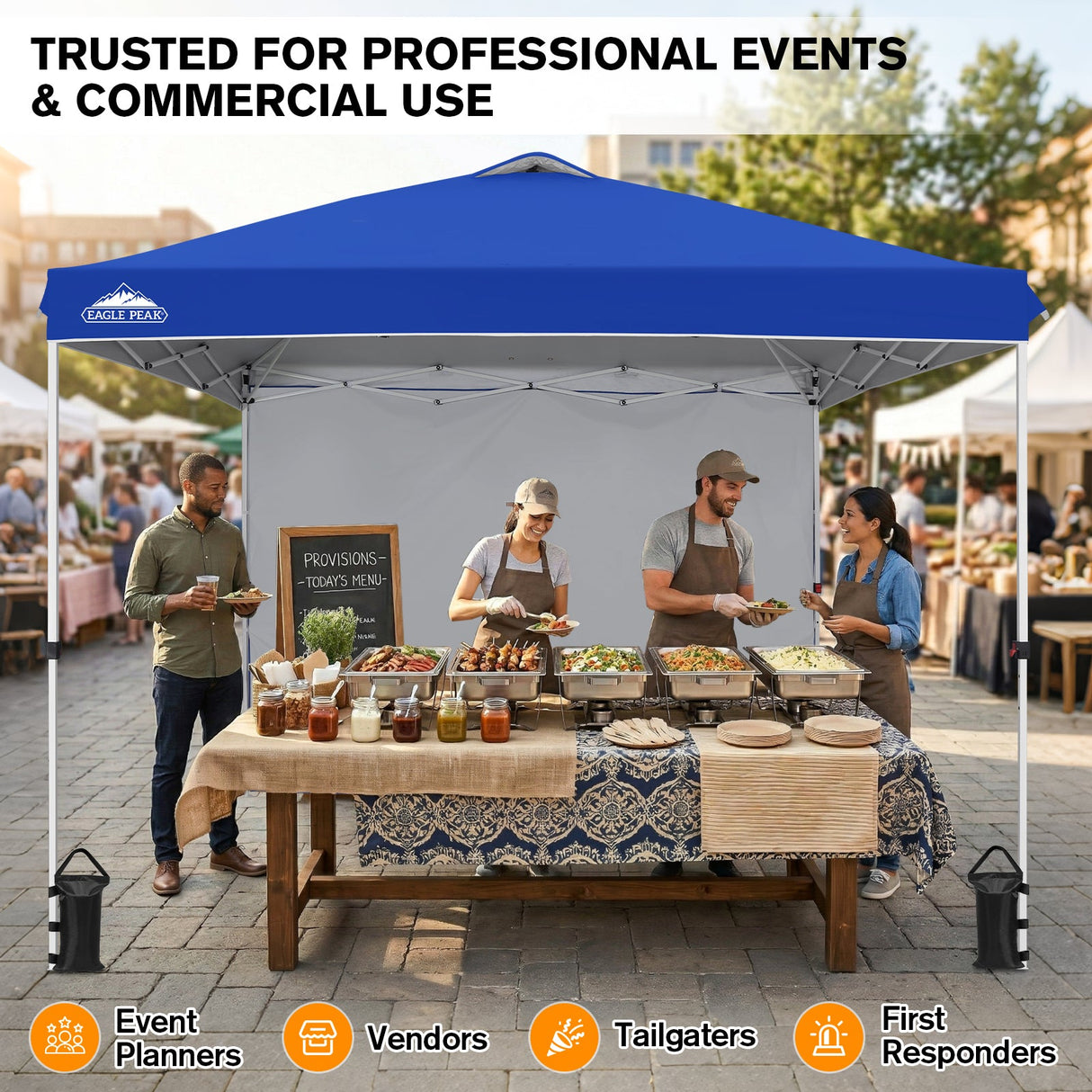 10x10 Commercial Pop up Canopy with 1 Sidewall - Eagle Peak