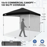 10x10 Commercial Pop up Canopy with 1 Sidewall - Eagle Peak