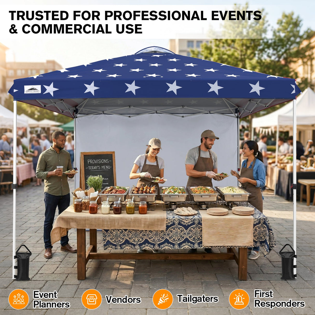 10x10 Commercial Pop up Canopy with 1 Sidewall - Eagle Peak